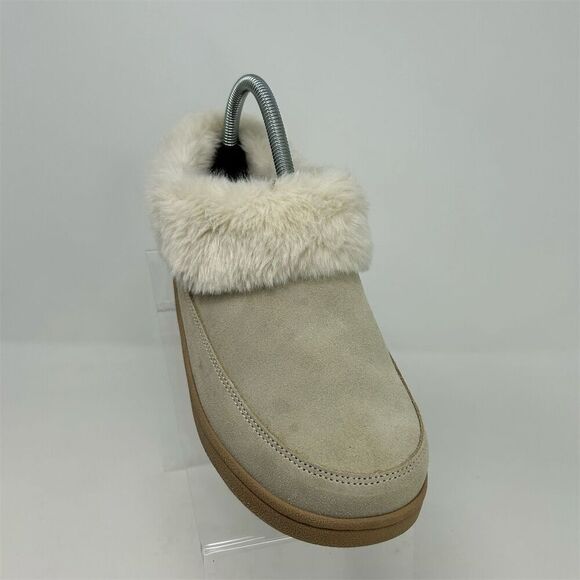 Clarks Women's Beige White Faux Fur Lined Clog Slippers Size 8 M Casual Slip On - Picture 2 of 13